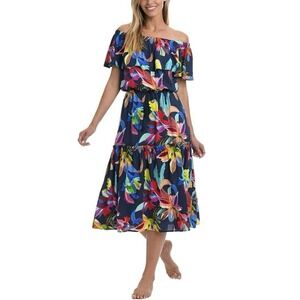 La Blanca By The Sea Off The Shoulder Cover Up Dress in Indigo Size S